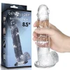 Consolador Macizo Translucido con Glitter 21.5 cm