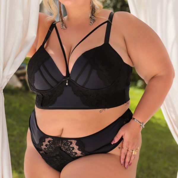 Conjunto Strap Negro Plus Size