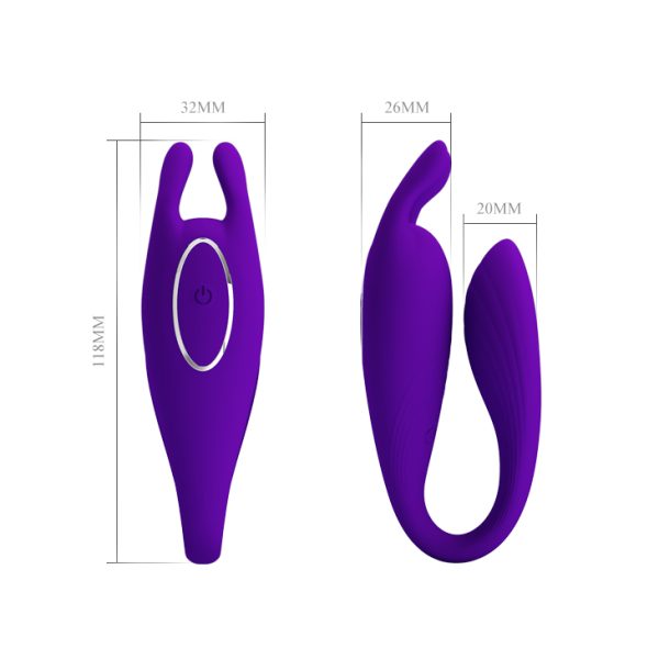 Vibrador para parejas, doble estimulación, 12 modos, Usb.
