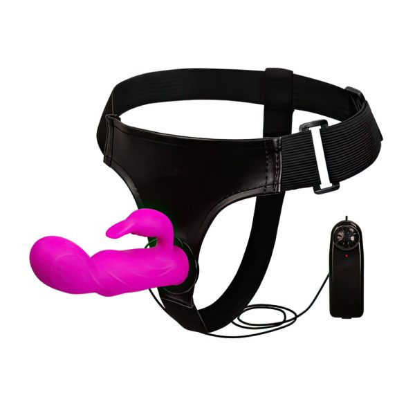 Arnés con vibrador doble estimulación, punto G y clítoris.