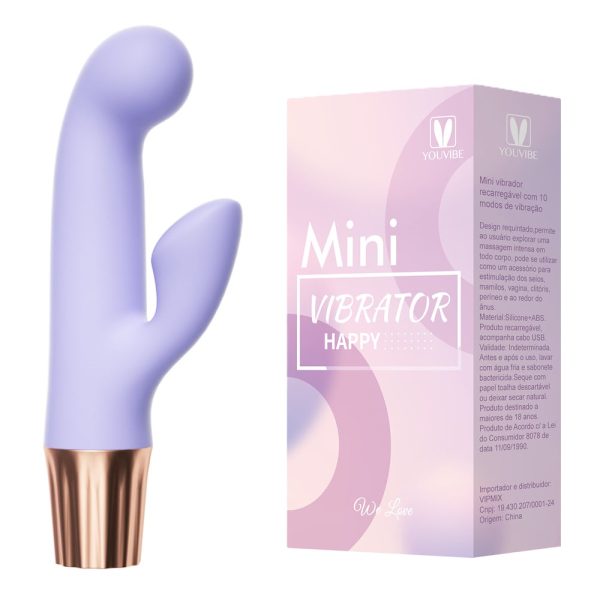Mini Vibrador "Happy" con estimulador de clítoris Recargable