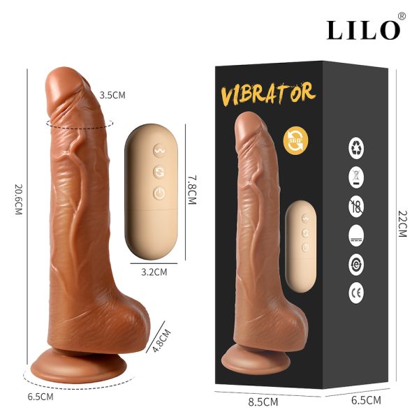 Consolador Vibrador Rotativo con control remoto, recargable USB