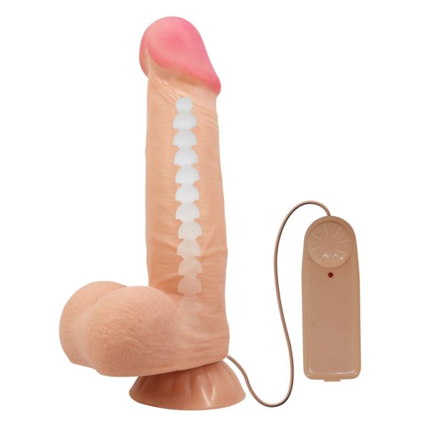 PE220B-BEGE.jpg Dildo Realista Vibrador con Piel Deslizante - Sliding Skin