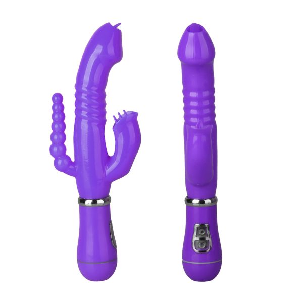 Vibrador Triple Estimulación Vaginal, Clitorial y Anal