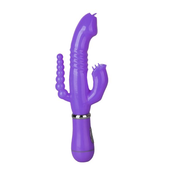 Vibrador Triple Estimulación Vaginal, Clitorial y Anal