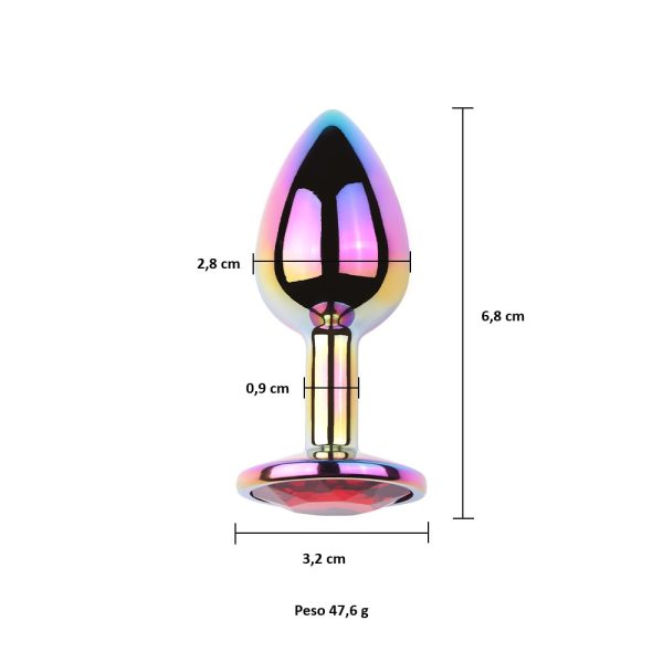 Plug anal metálico Multicolor con strass