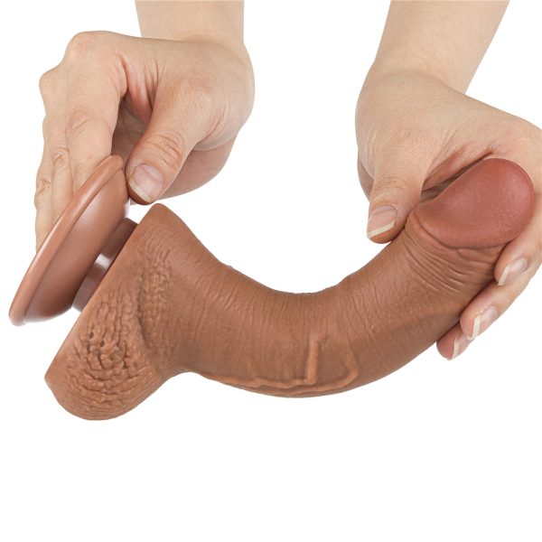 Consolador Flexible con Ventosa Pellizcable Sliding Skin 19,5 cm Brown