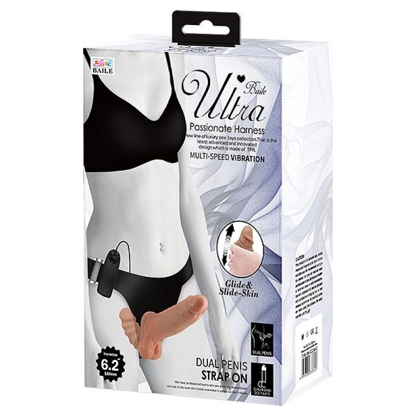14992-4 Arnés con Doble Dildo y Vibración Ajustable