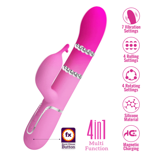 PG197-UNICA-GIF-01 Vibrador Rabbit con Esferas y Estimulador de Clítoris