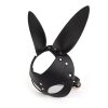 SM086-PRETO-04 Mascara Conejo Ajustable Cuero Sintético BDSM