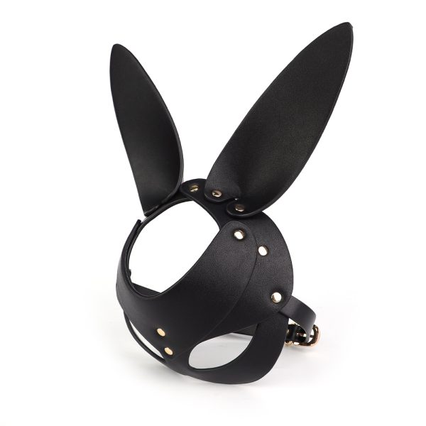 SM086-PRETO-04 Mascara Conejo Ajustable Cuero Sintético BDSM