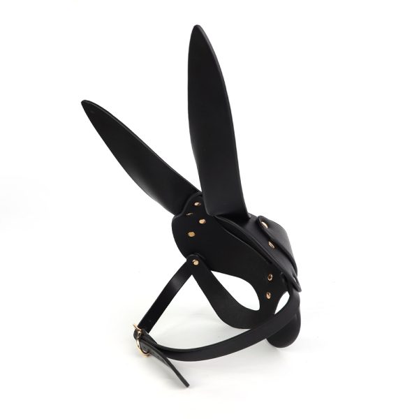 SM086-PRETO-05 Mascara Conejo Ajustable Cuero Sintético BDSM