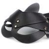 SM086-PRETO-06 Mascara Conejo Ajustable Cuero Sintético BDSM