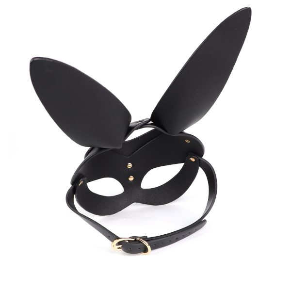 SM086-PRETO-08 Mascara Conejo Ajustable Cuero Sintético BDSM