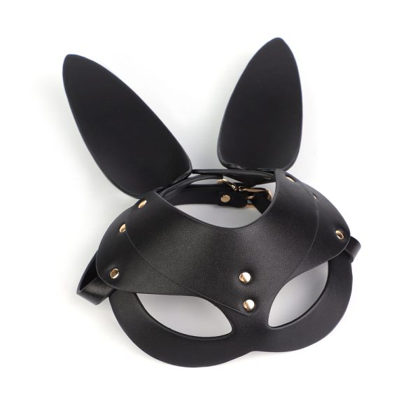 SM086-PRETO Mascara Conejo Ajustable Cuero Sintético BDSM