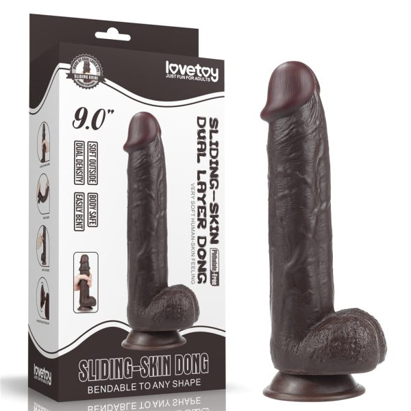 Consolador Flexible con Ventosa Pellizcable Sliding Skin 23,5 cm