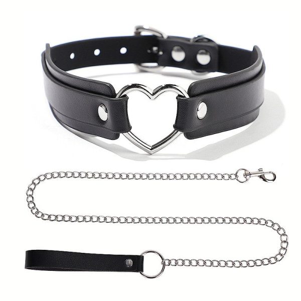 Collar Bondage Ajustable con Corazón y Correa