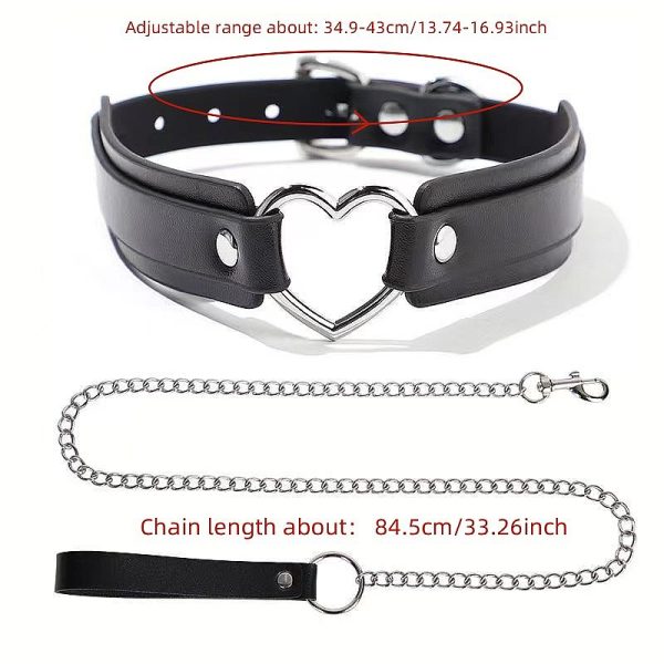 Collar Bondage Ajustable con Corazón y Correa