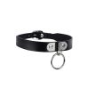 Collar Ajustable Negro con Anillo Metálico BDSM