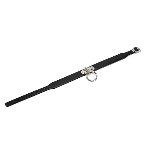 Collar Ajustable Negro con Anillo Metálico BDSM