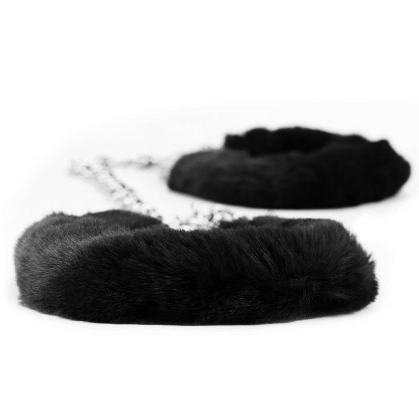 LV1502 Black Details (1) Esposas para Tobillos Fluffy Leg Cuffs