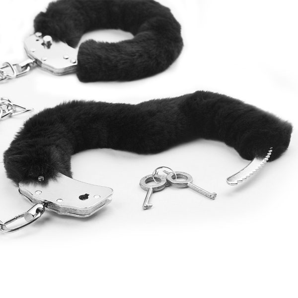 LV1502 Black Details (4) Esposas para Tobillos Fluffy Leg Cuffs
