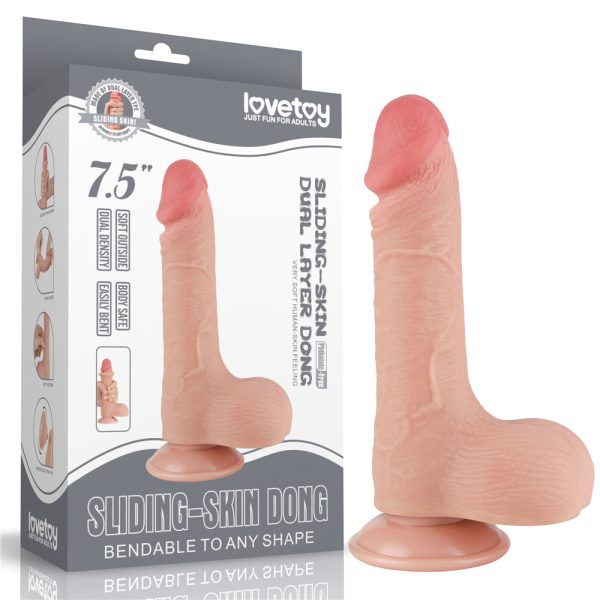 Consolador Flexible con Ventosa Pellizcable Sliding Skin 19,5 cm