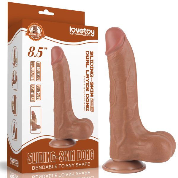 Consolador Flexible con Ventosa Pellizcable Sliding Skin 22 cm