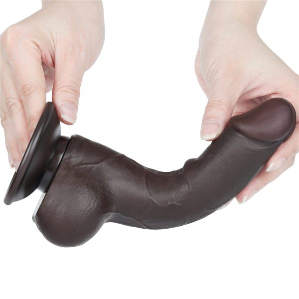 Consolador Flexible con Ventosa Pellizcable Sliding Skin 19,5 cm Black