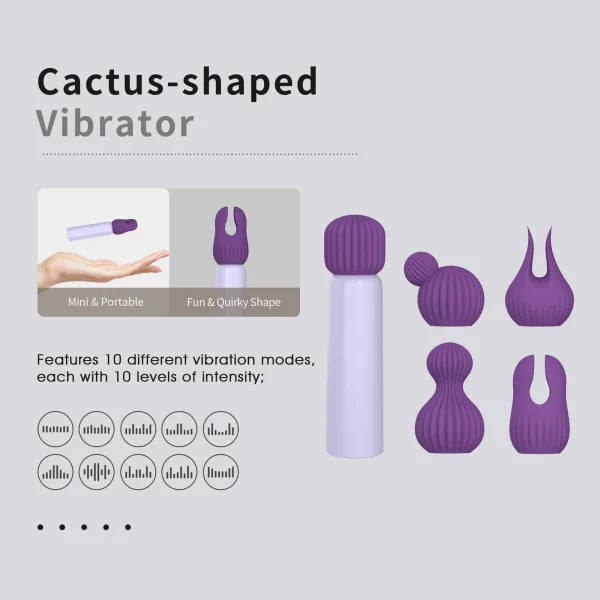 Cactus Vibrador Clítoris con 5 Cabezales Intercambiables
